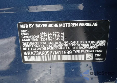 2023 BMW 228 Gran Coupe I xDrive from USA, damaged, VIN WBA73AK09P7M11999